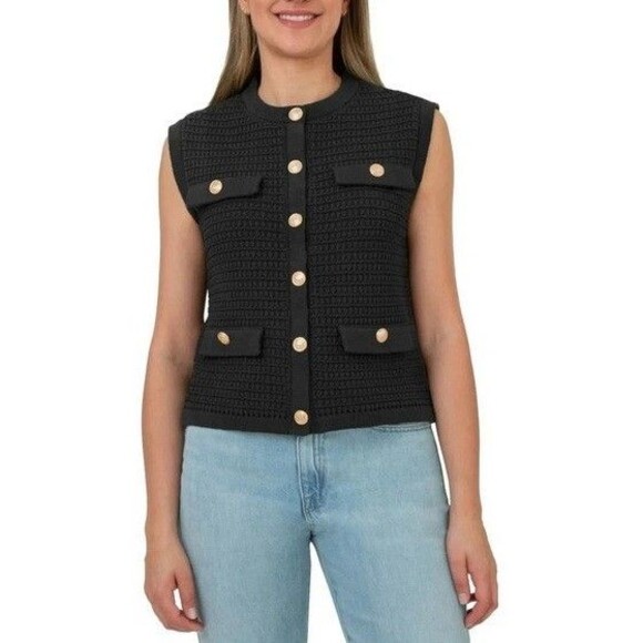 Blank NYC Tops - BlankNYC Womens Sweater Vest Top Black Medium NWT